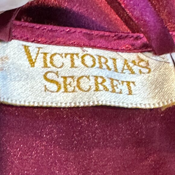 VS Victorias Secret Robe Kimono Gold Label OS Satin Wrap Short Berry Vintage Y2K - Picture 2 of 13